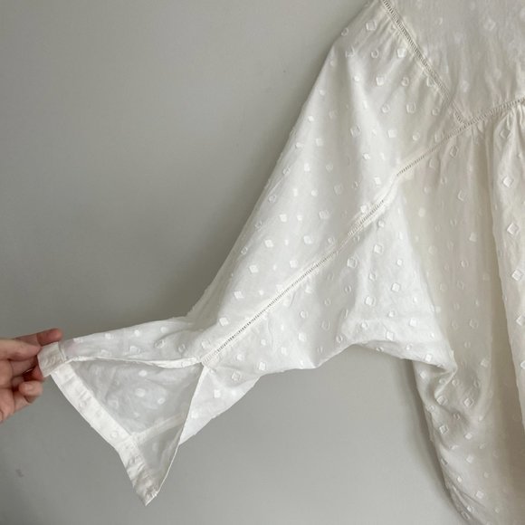 Band of Outsiders, cotton voile popover w/kimono sleeves, off white, size 2/S/M - Picture 5 of 9